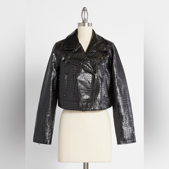 ModCloth Crocodile Rock Moto Jacket - size large - Picture 1 of 11
